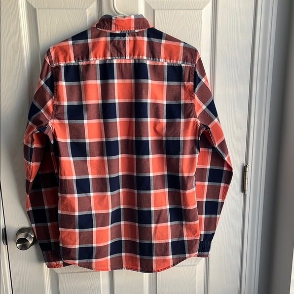 Express Casual Orange and Blue Plaid Shirt Size Small Slim - Picture 3 of 10